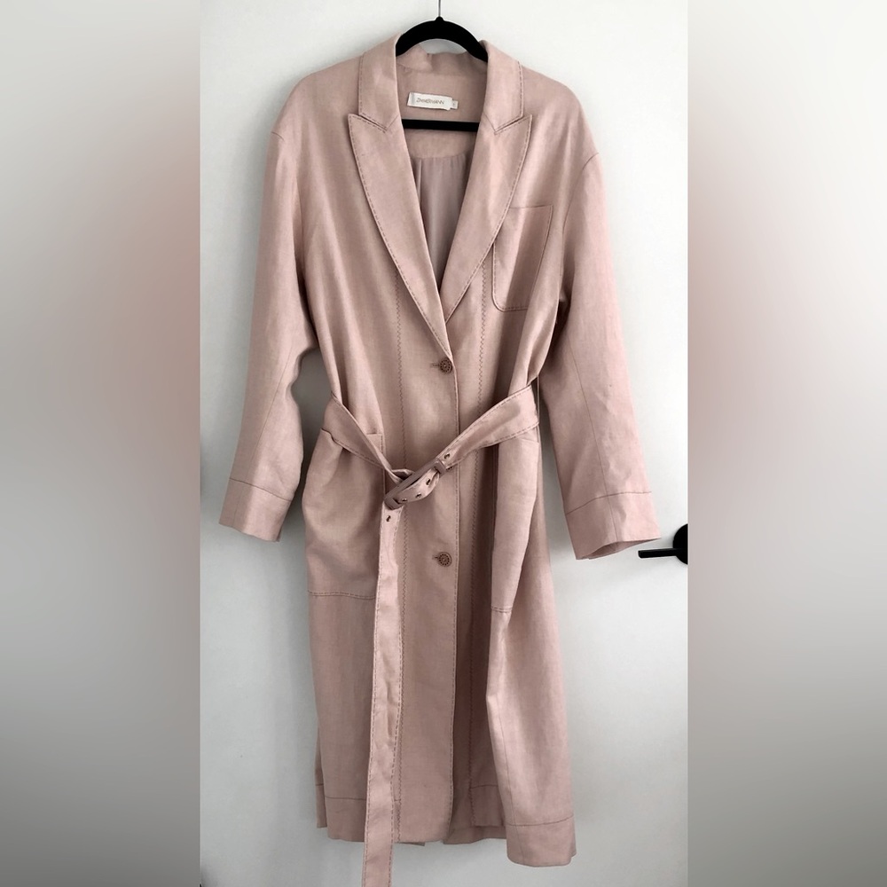 Zimmerman Pink Belted Trench Coat | Designer Size 1 - Picture 2 of 14